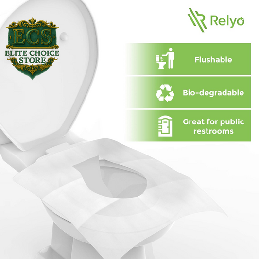 Toilet Seat Cover Paper Flushable (50 Pack) - XL for Adults and Kids Potty Training, 100% Biodegradable Travel Supplies Essentials for Public Restrooms, Airplane, Camping, Festivals
