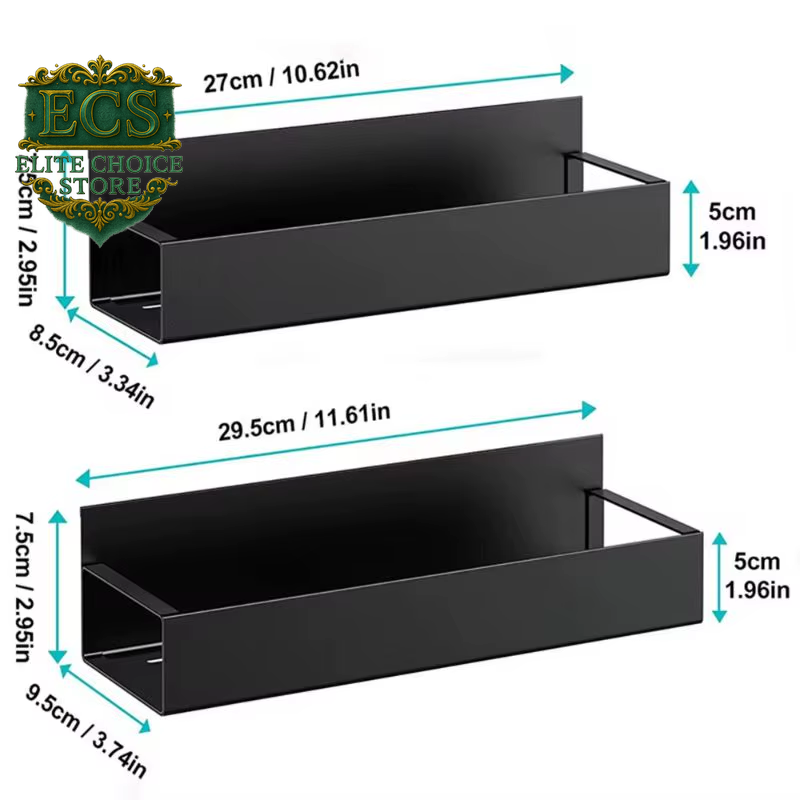 Aufworld Magnetic Spice Rack 2-Pack – Fridge Organizer Shelves with Moveable Hooks for Kitchen Storage