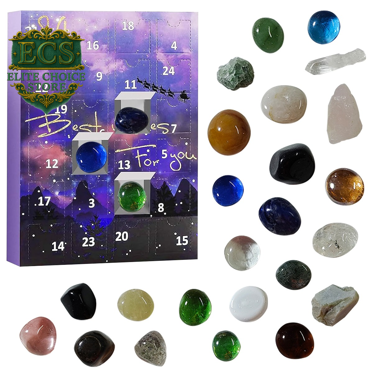Advent Calendar 2025 Rocks – Crystal Agate Stone 24 Days Xmas Gift Purple UK HOT