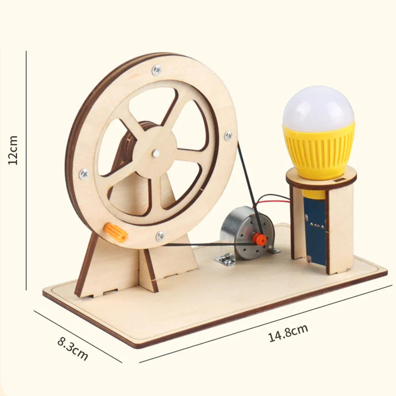 Wooden Hand Generator Kids Science Toy Funny STEM Technology Gadget Physics Kit Educational Toys for Children Learning Toy