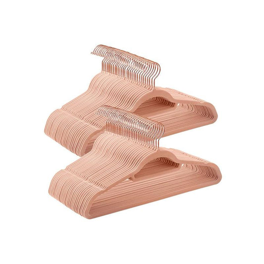 SONGMICS Velvet Hangers, Set of 50 Clothes Hanger with Rose Gold Swivel Hook, Non-Slip, and Space-Saving