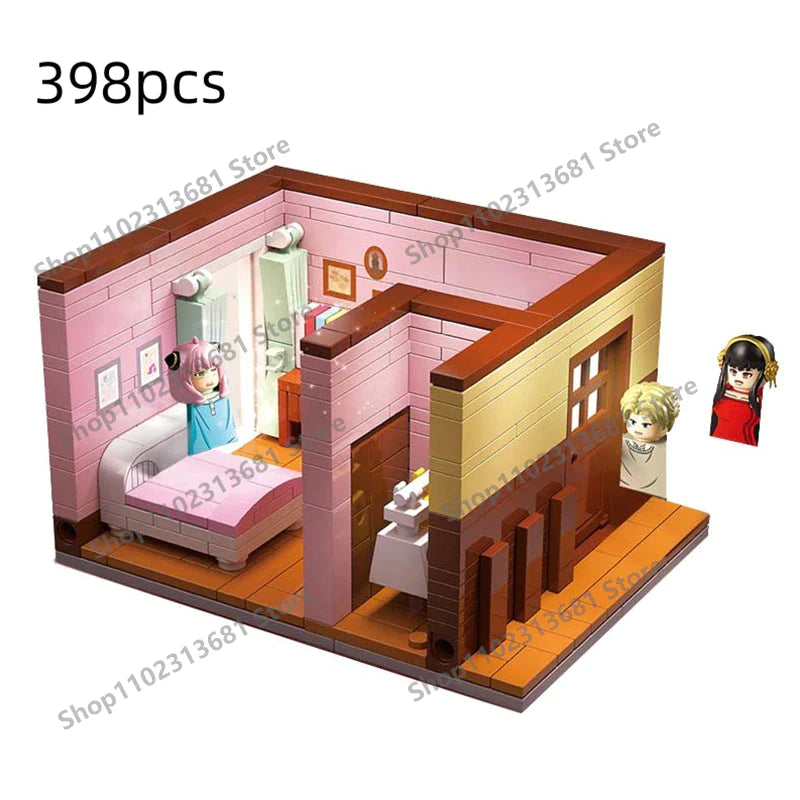 Popular Arnia Spy X Family Living Room Building Blocks Anime Mini Action Figures House Bricks Toys for Kids Christmas Gifts
