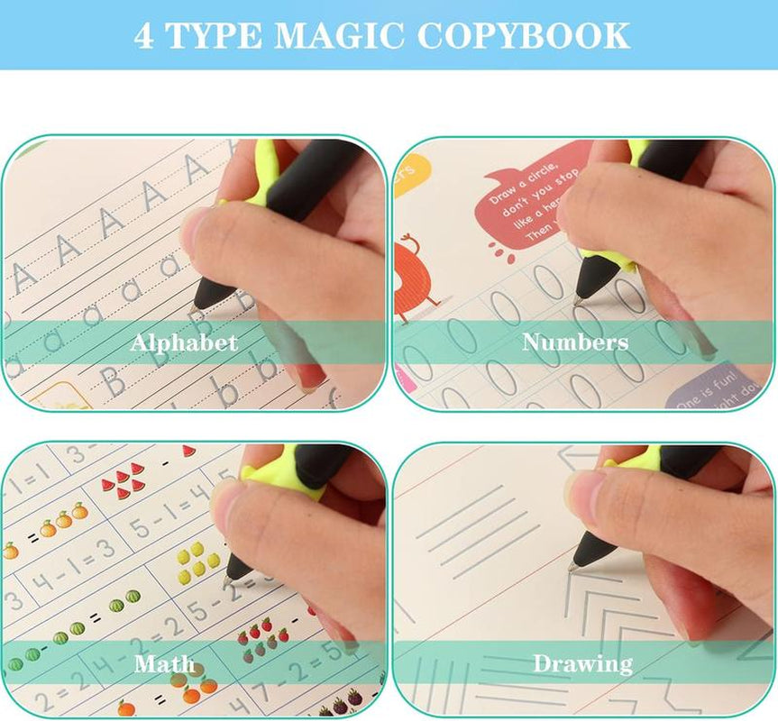Unlock Your Child's Writing Potential with Our 4 Pc Magic Groove Practice Copybooks! Perfect for Ages 3-5! ✍️✨