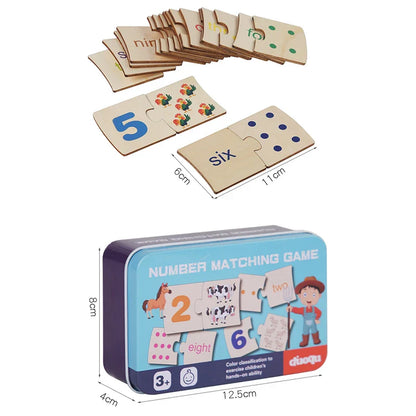 Wooden Number Matching Puzze Toys Montessori Early Education Digital Pattern Thicken Blocks Game for Baby Festival Gift Toy