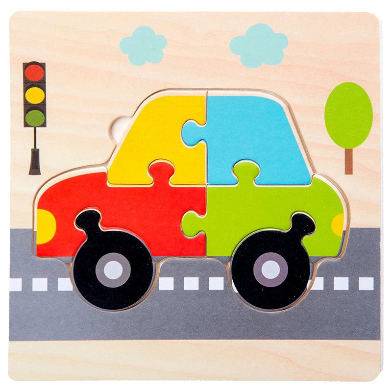 Baby Wooden 3D Puzzles Tangram Shapes Learning Educational Cartoon Animal Intelligence Jigsaw Toys for Children Gift