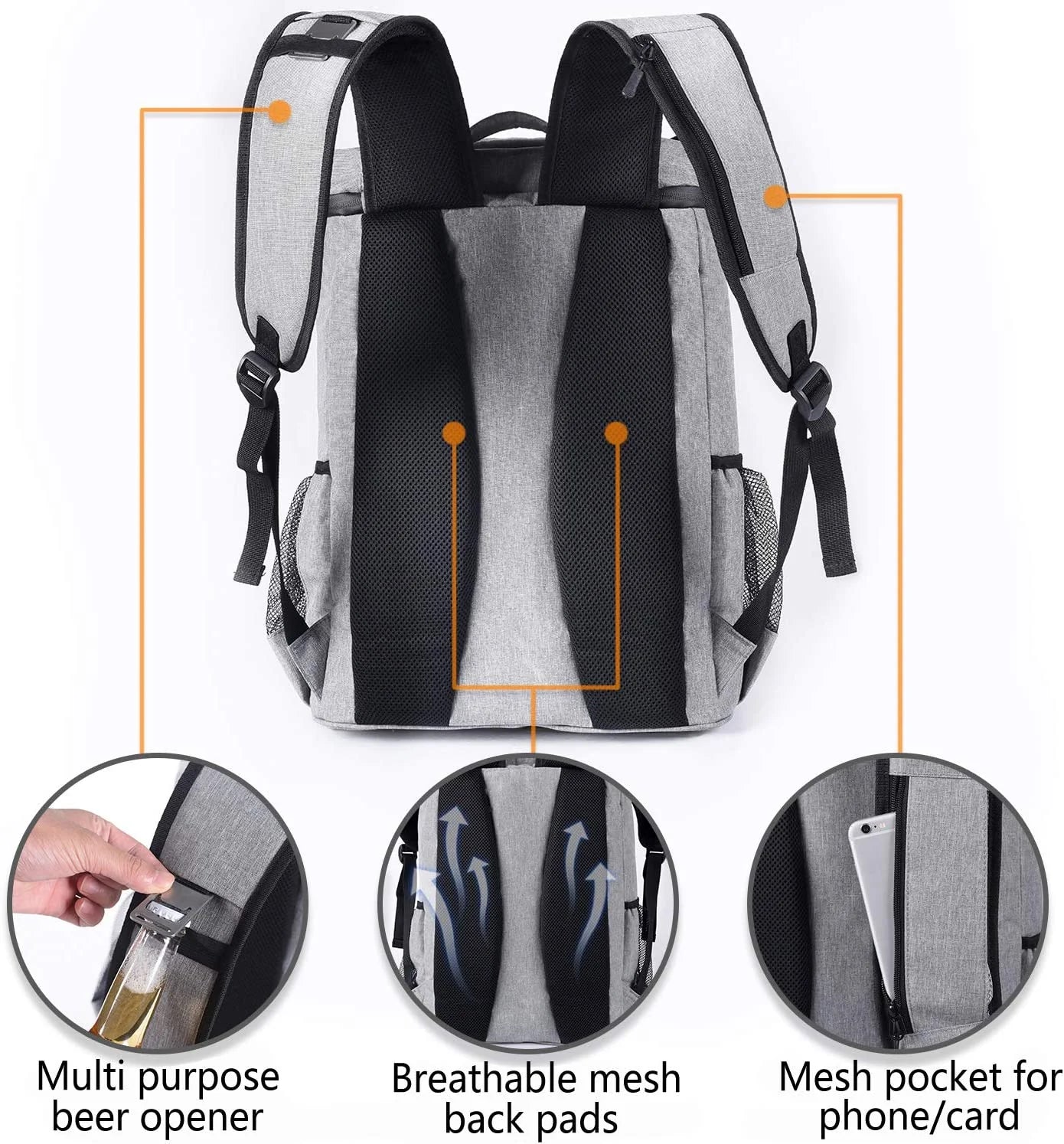 Insulated Waterproof Backpack Cooler Bag - Lightweight and Leakproof Soft Cooler for Men and Women, Ideal for Work, Lunch, Picnics, Camping, and Hiking, Holds 30 Cans