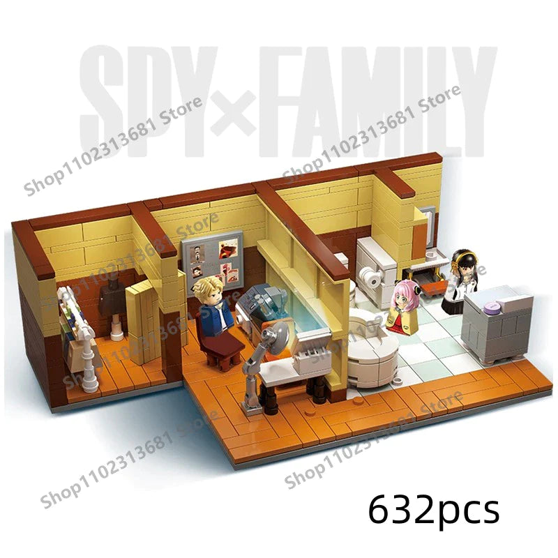 Popular Arnia Spy X Family Living Room Building Blocks Anime Mini Action Figures House Bricks Toys for Kids Christmas Gifts