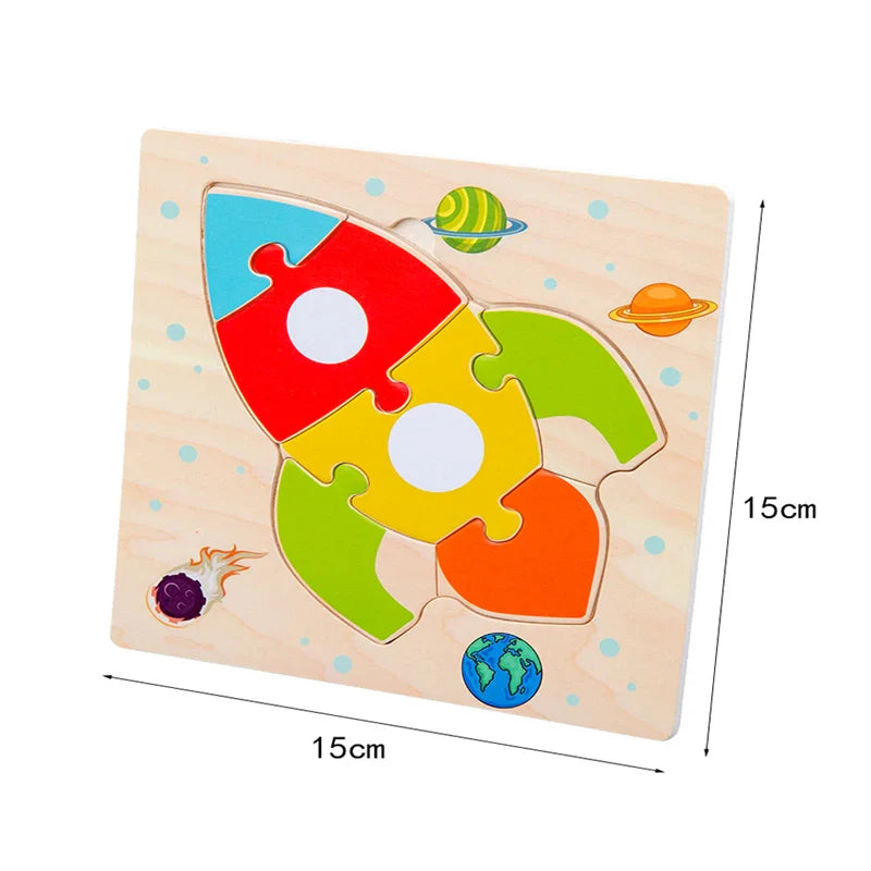 Baby Wooden 3D Puzzles Tangram Shapes Learning Educational Cartoon Animal Intelligence Jigsaw Toys for Children Gift