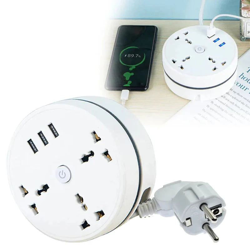 EU Plug Smart Home Power Strip with USB Ports and Fast Charging Capability