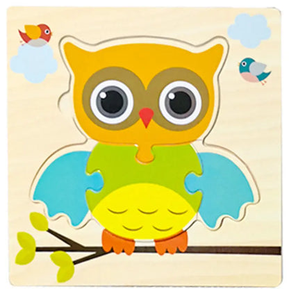 Baby Wooden 3D Puzzles Tangram Shapes Learning Educational Cartoon Animal Intelligence Jigsaw Toys for Children Gift