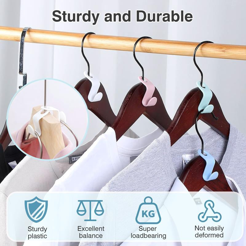 Clothes Hanger Connector Hooks 20 Counts, Stacked Space Saver Hanger Hook, Super Space Saving for Closet, Multi-Function and Durable Random Color Hanger Hook