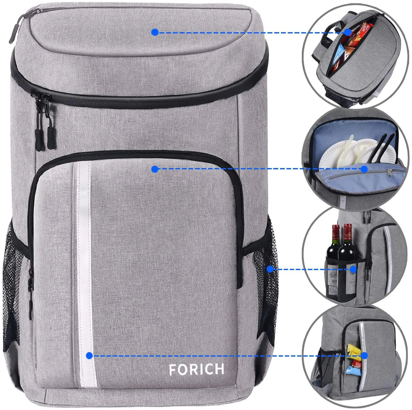 Insulated Waterproof Backpack Cooler Bag - Lightweight and Leakproof Soft Cooler for Men and Women, Ideal for Work, Lunch, Picnics, Camping, and Hiking, Holds 30 Cans