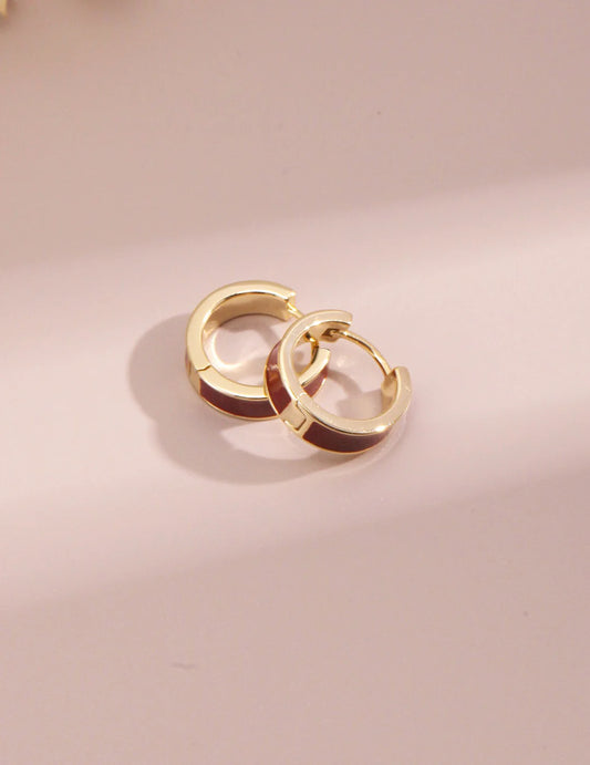 Classic Hoop Earrings with Red Drip Glaze Finish