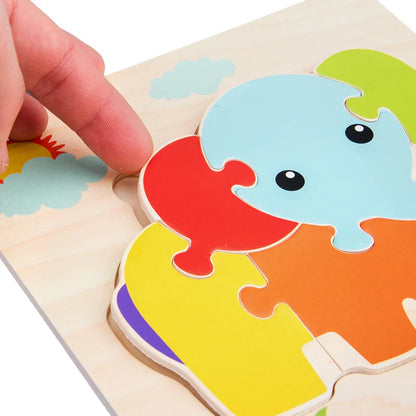 Baby Wooden 3D Puzzles Tangram Shapes Learning Educational Cartoon Animal Intelligence Jigsaw Toys for Children Gift