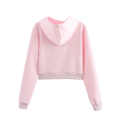 Zero Homemade European And American Style Versatile New Women's Double-Sided Cloth Short Sweatshirt With Stitching Decoration Double-Sided Cloth Bell-Bottom Pants