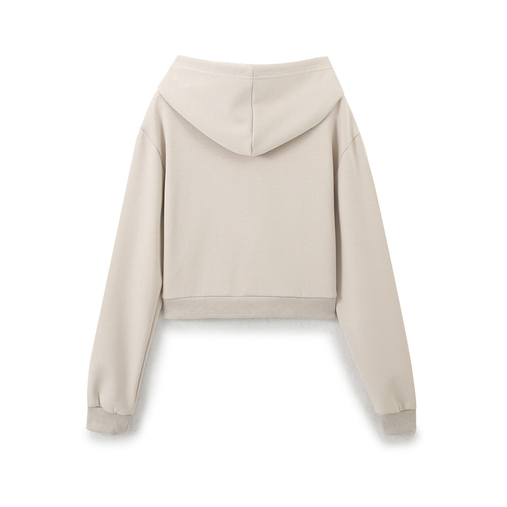 Zero Homemade European And American Style Versatile New Women's Double-Sided Cloth Short Sweatshirt With Stitching Decoration Double-Sided Cloth Bell-Bottom Pants