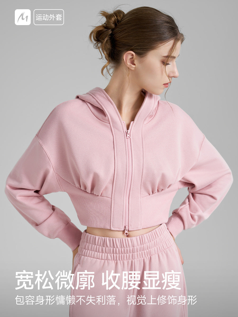 New Fashionable Fitness Jacket Women's Short Hooded Cardigan Jacket Professional Running Training Sports Yoga Wear Autumn And Winter