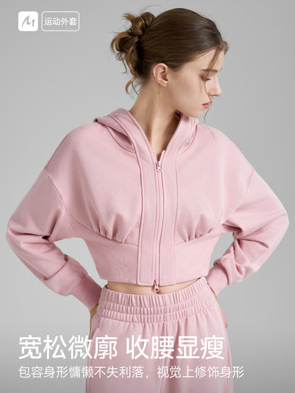 New Fashionable Fitness Jacket Women's Short Hooded Cardigan Jacket Professional Running Training Sports Yoga Wear Autumn And Winter