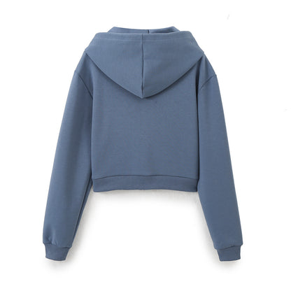 Zero Homemade European And American Style Versatile New Women's Double-Sided Cloth Short Sweatshirt With Stitching Decoration Double-Sided Cloth Bell-Bottom Pants