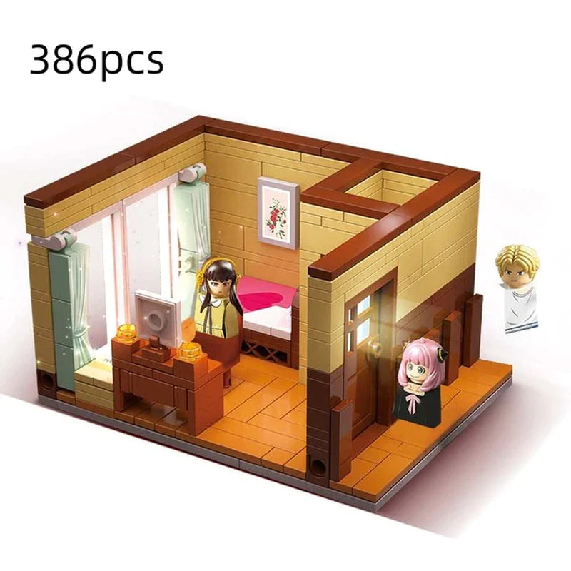 Popular Arnia Spy X Family Living Room Building Blocks Anime Mini Action Figures House Bricks Toys for Kids Christmas Gifts