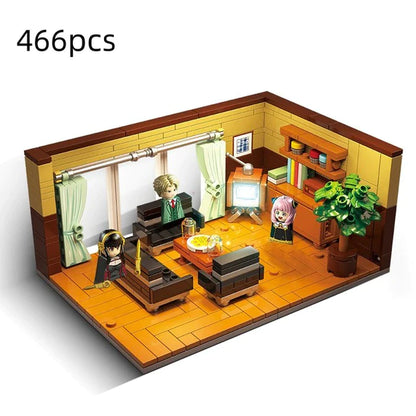 Popular Arnia Spy X Family Living Room Building Blocks Anime Mini Action Figures House Bricks Toys for Kids Christmas Gifts
