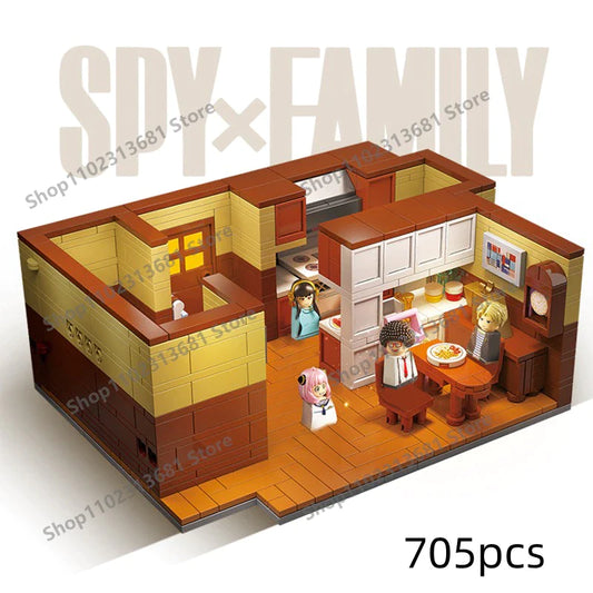 Popular Arnia Spy X Family Living Room Building Blocks Anime Mini Action Figures House Bricks Toys for Kids Christmas Gifts