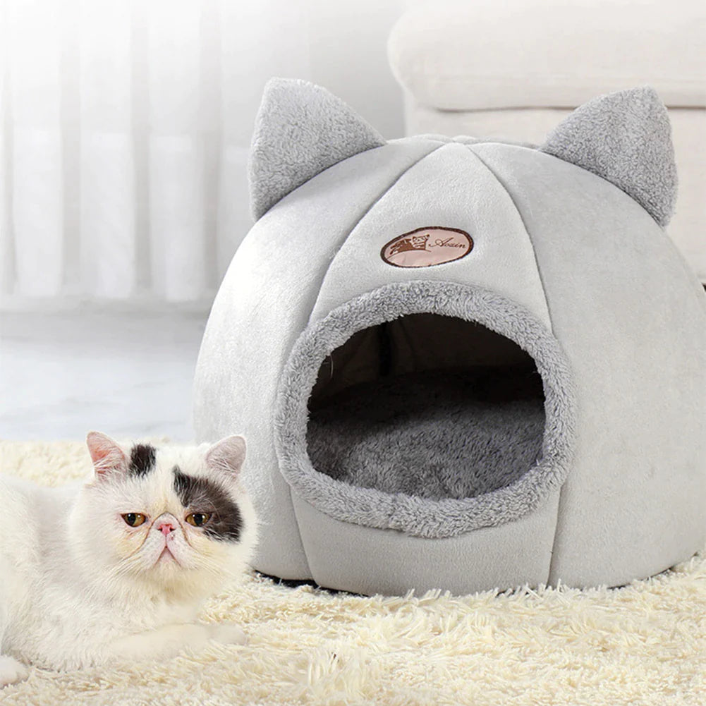 Cozy Indoor Cat Bed and Small Dog House - Winter Warmth Mat and Tent Accessories