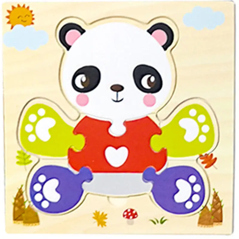 Baby Wooden 3D Puzzles Tangram Shapes Learning Educational Cartoon Animal Intelligence Jigsaw Toys for Children Gift
