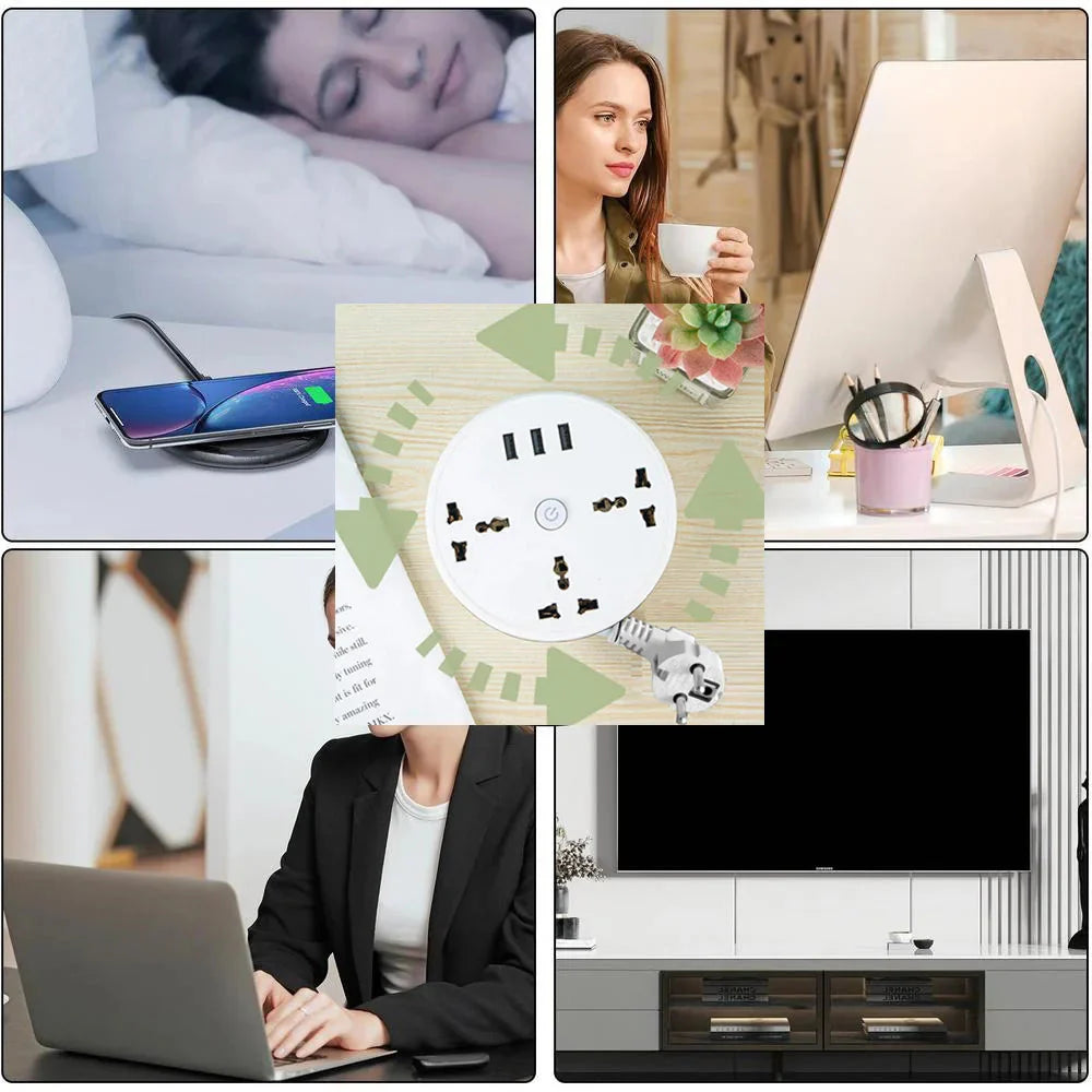 EU Plug Smart Home Power Strip with USB Ports and Fast Charging Capability