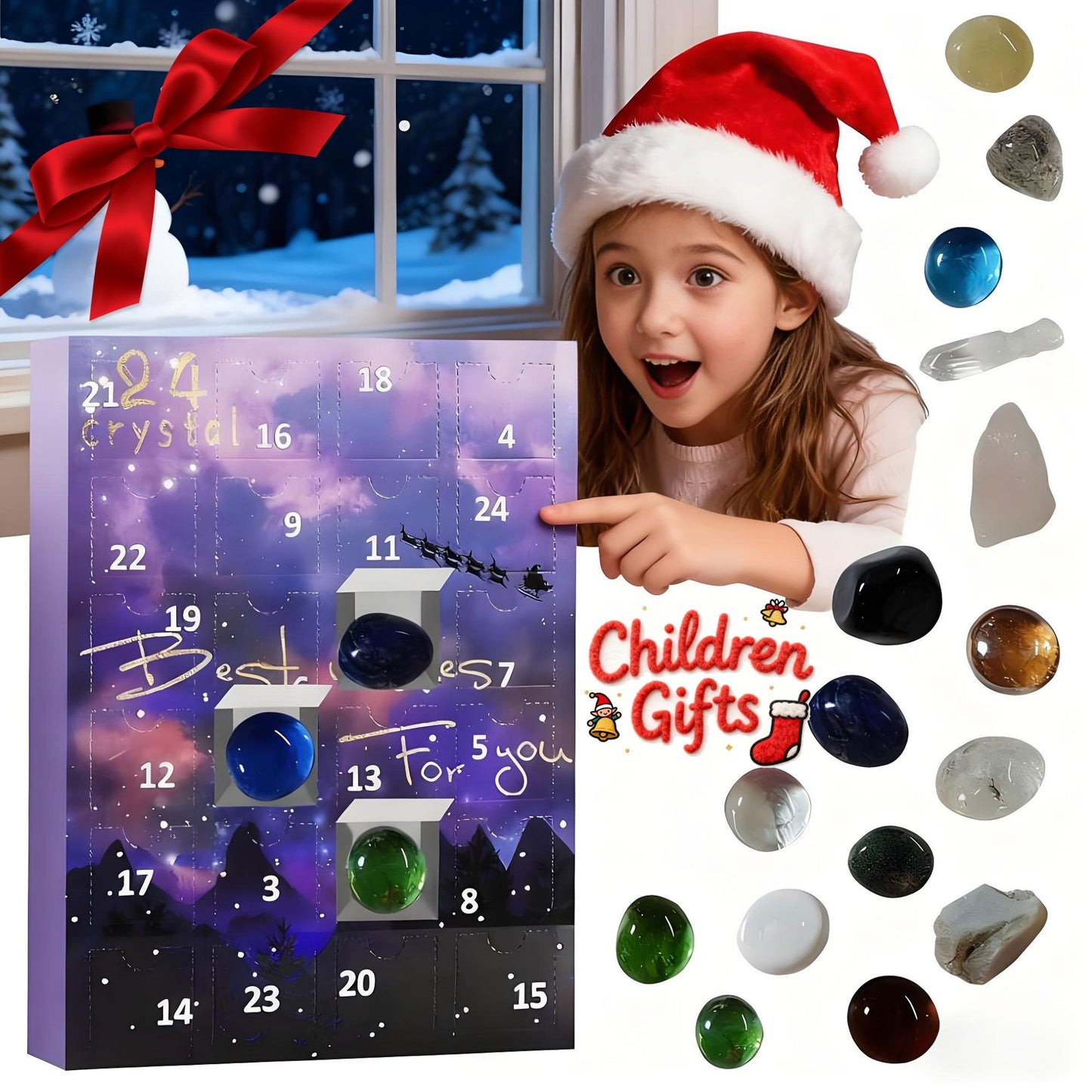 Advent Calendar 2025 Rocks – Crystal Agate Stone 24 Days Xmas Gift Purple UK HOT