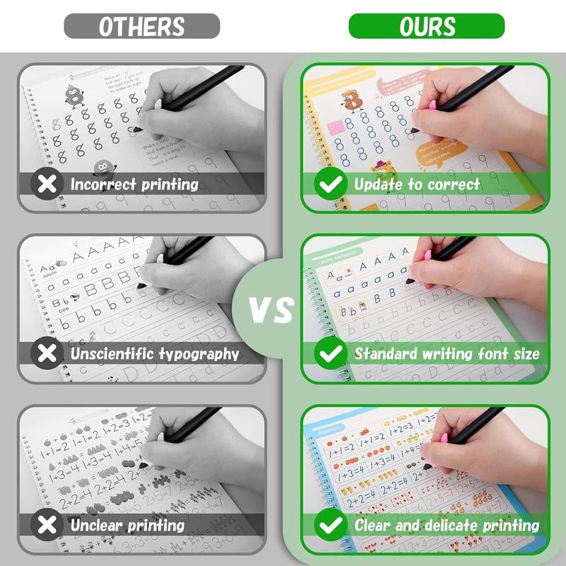 Unlock Your Child's Writing Potential with Our 4 Pc Magic Groove Practice Copybooks! Perfect for Ages 3-5! ✍️✨