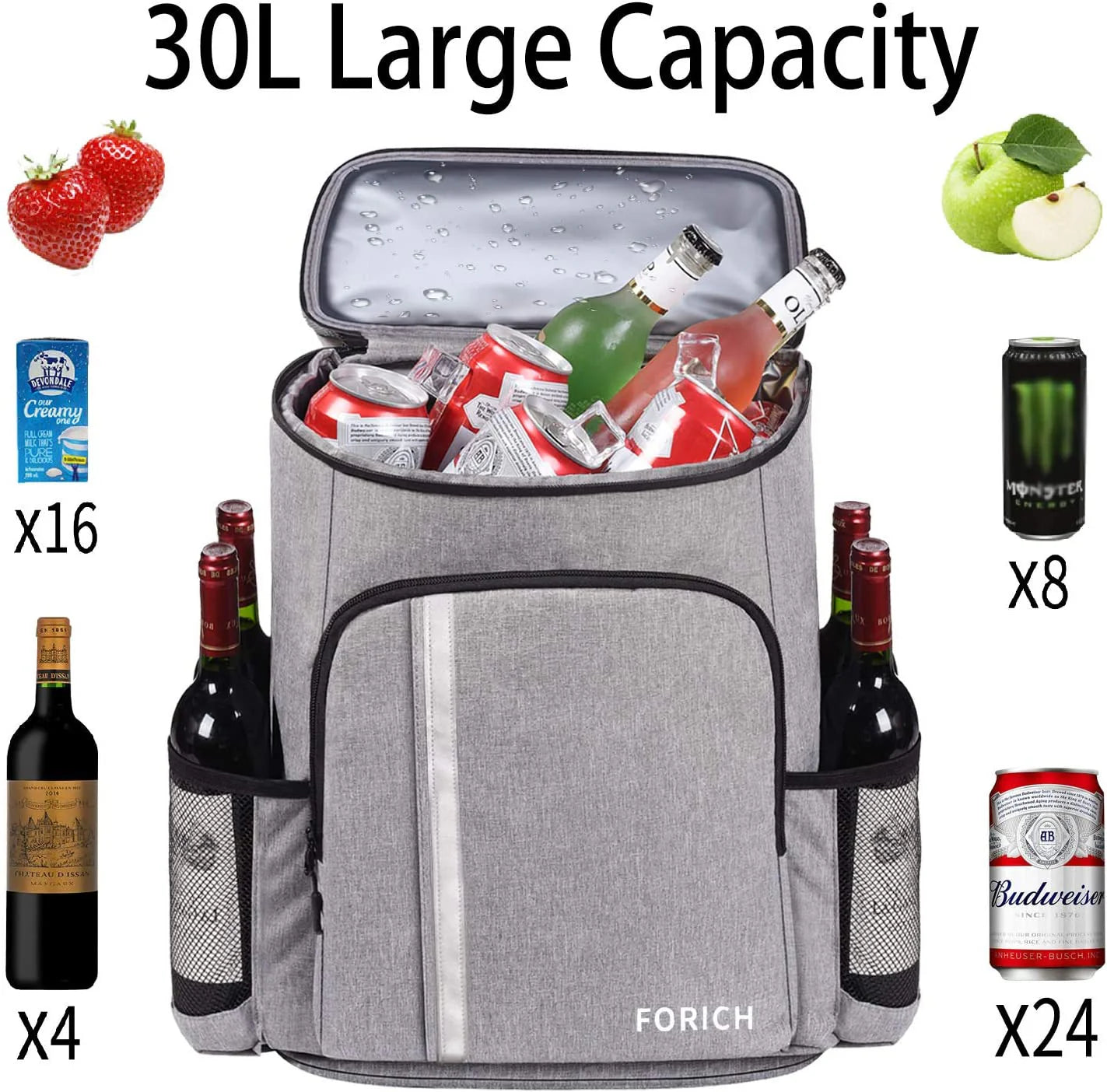 Insulated Waterproof Backpack Cooler Bag - Lightweight and Leakproof Soft Cooler for Men and Women, Ideal for Work, Lunch, Picnics, Camping, and Hiking, Holds 30 Cans