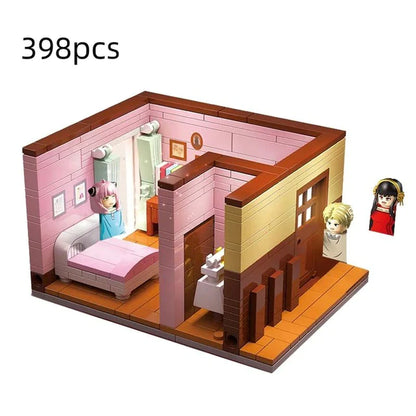 Popular Arnia Spy X Family Living Room Building Blocks Anime Mini Action Figures House Bricks Toys for Kids Christmas Gifts