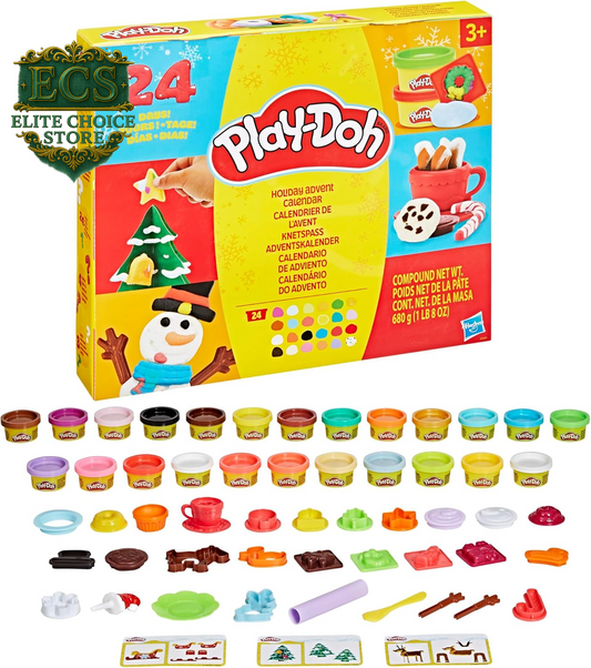 Play-Doh Holiday Advent Calendar for Kids 3 and Up, 24 Day Countdown, Multiple Surprise Gifts behind Each Door, Arts & Crafts