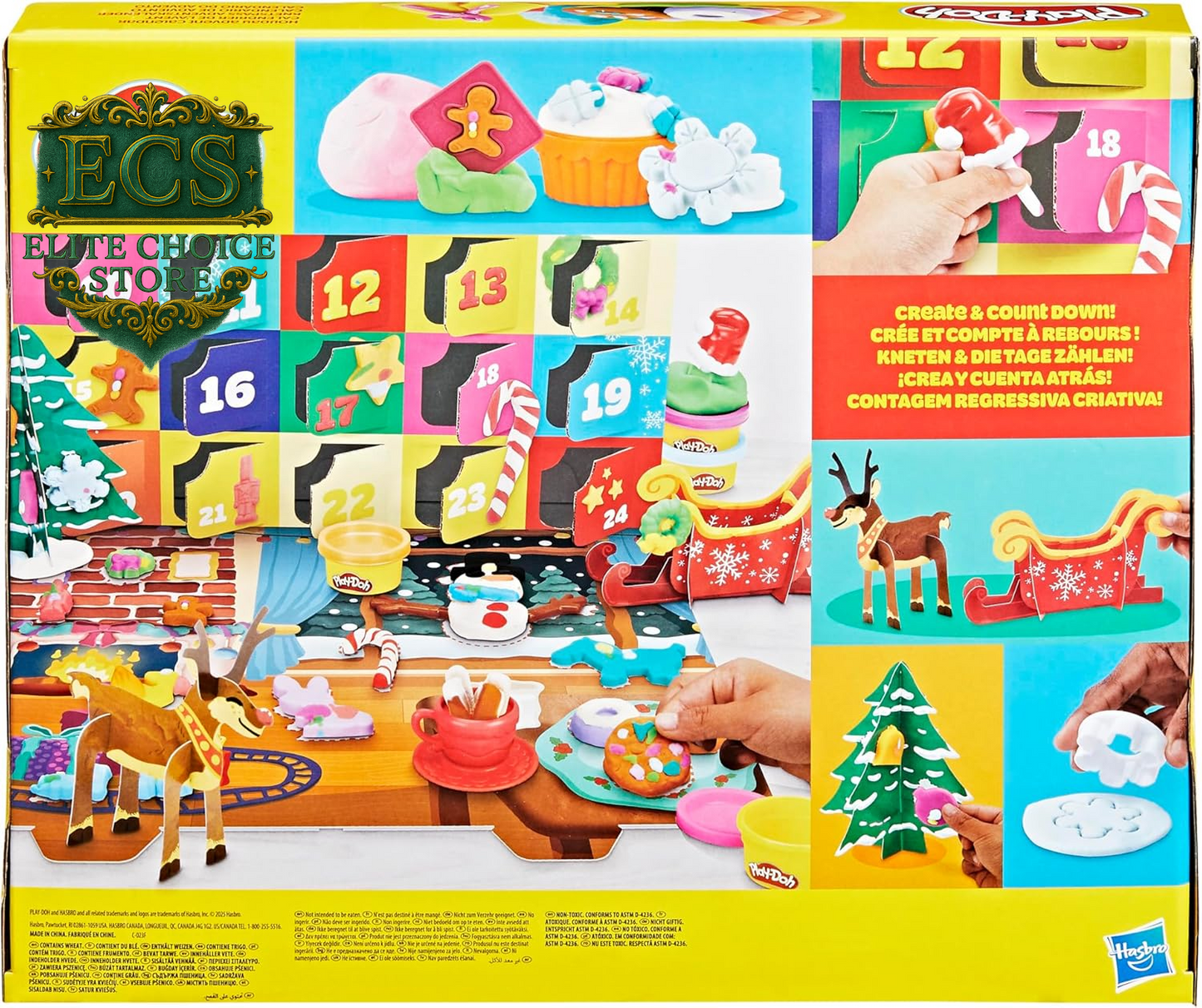 Play-Doh Holiday Advent Calendar for Kids 3 and Up, 24 Day Countdown, Multiple Surprise Gifts behind Each Door, Arts & Crafts
