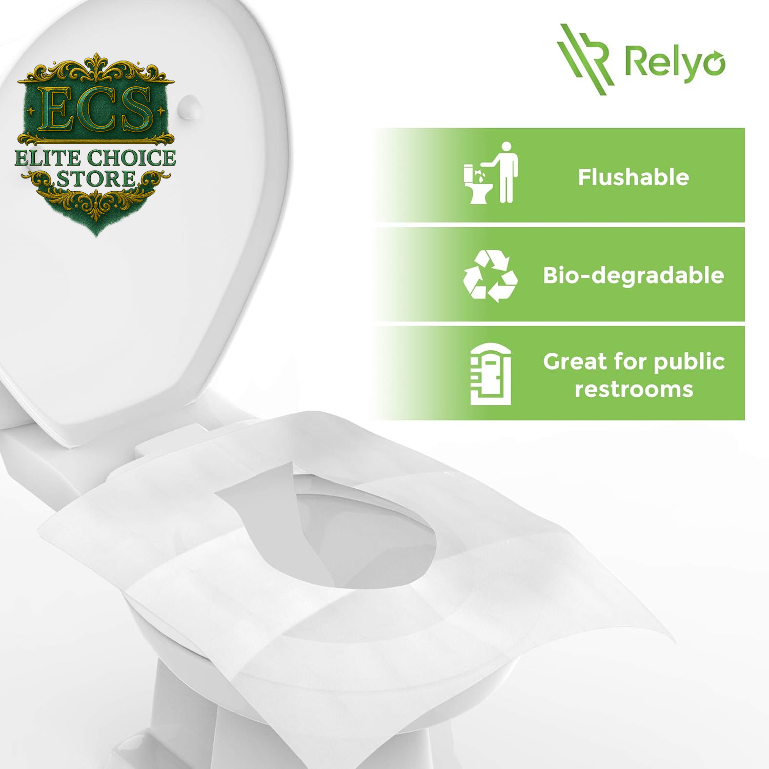 Toilet Seat Cover Paper Flushable (50 Pack) - XL for Adults and Kids Potty Training, 100% Biodegradable Travel Supplies Essentials for Public Restrooms, Airplane, Camping, Festivals