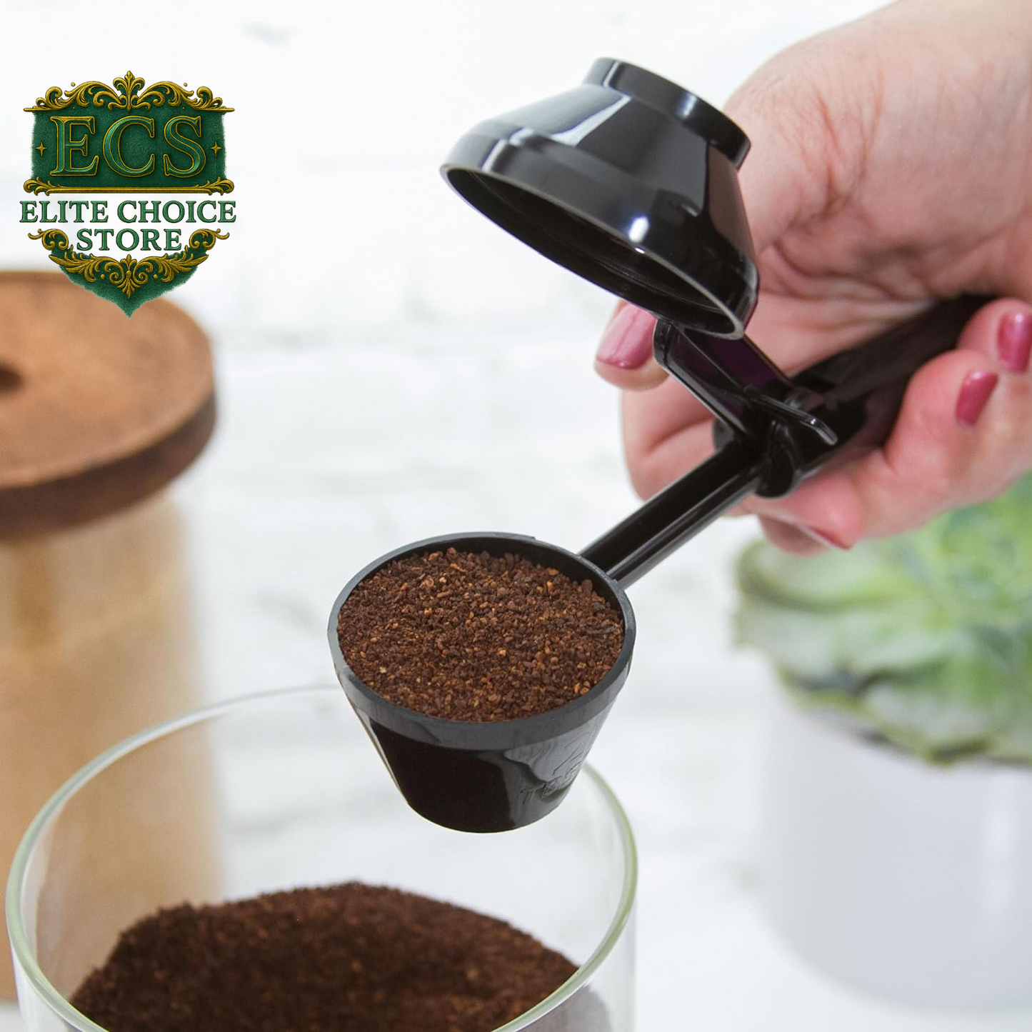 Perfect Pod Ez-Scoop Coffee Scooper & Funnel for Reusable K Cup Refillable Coffee Pods, 2 Tablespoon Capacity Black