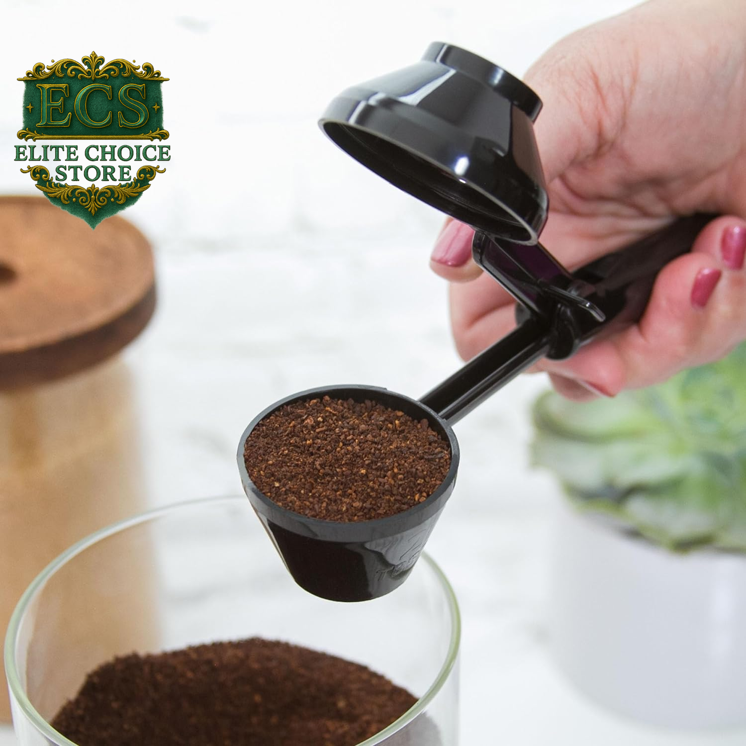 Perfect Pod Ez-Scoop Coffee Scooper & Funnel for Reusable K Cup Refillable Coffee Pods, 2 Tablespoon Capacity Black