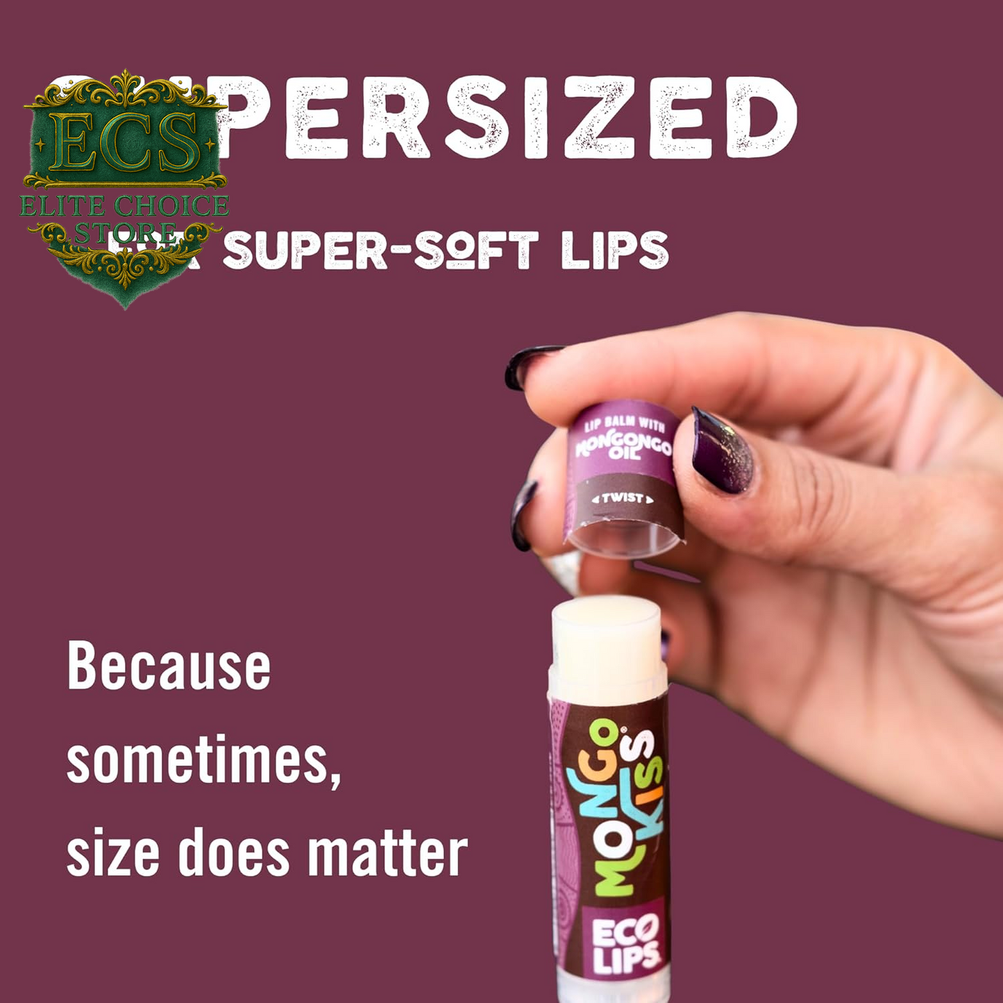 Eco Lips Mongo Kiss Organic Lip Balm 7 Pack - Blood Orange, Black Cherry, Pomegranate, Vanilla Honey, Peppermint, Strawberry Lavender, Yumberry | Mongongo Oil to Soothe & Moisturize Dry, Cracked Lips