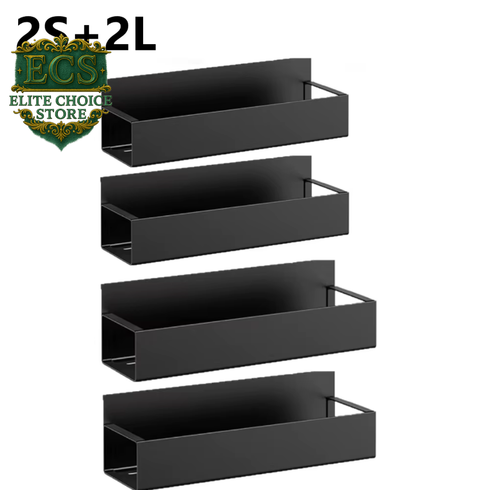 Magnetic Fridge Shelf Spice Storage Rack Black Iron Space Saving for Cabinet on the Side of Refrigerator Kitchen Organizer Shelf
