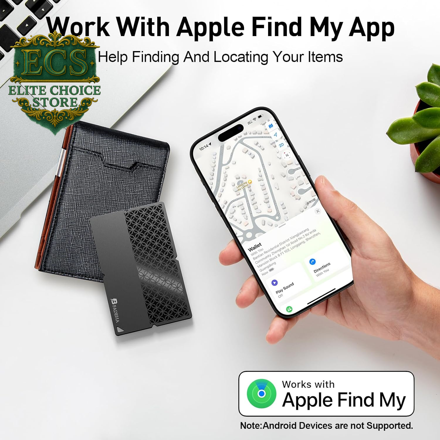 2025 [Apple Mfi Certified] (Ios Only) Bluetooth Tracker Smart Finder for Apple Find My Iphone Card Wallet GPS Tracker, 5-10 Years Battery, Keys Finder and Item Locator for Keys, Bags, Passport