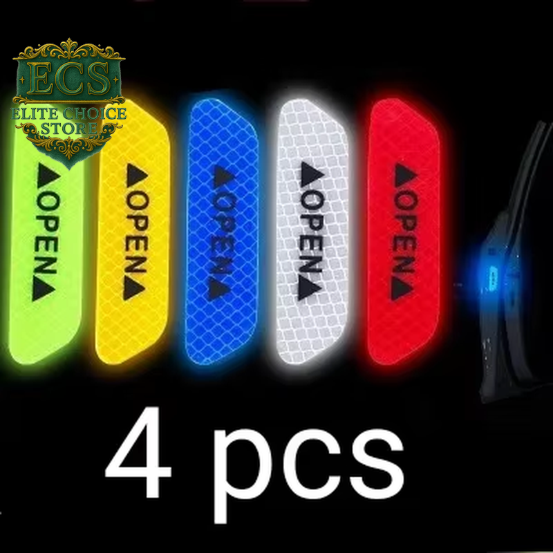 4PCS Car Accessories Car Stickers Reflective Warning Sticker Wheel Eyebrows Door Opening Sticker Diamond Wheel Reflective Strip
