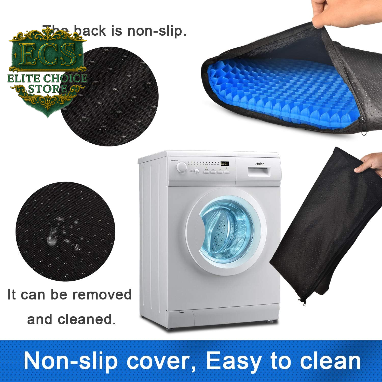 Gel Seat Cushion, Cooling Seat Cushion (Super Large & Thick), Breathable Honeycomb Design Absorbs Pressure Points Seat Cushion, Gel Cushion for Office Chair, Home Car Seat Cushion for Wheelchair