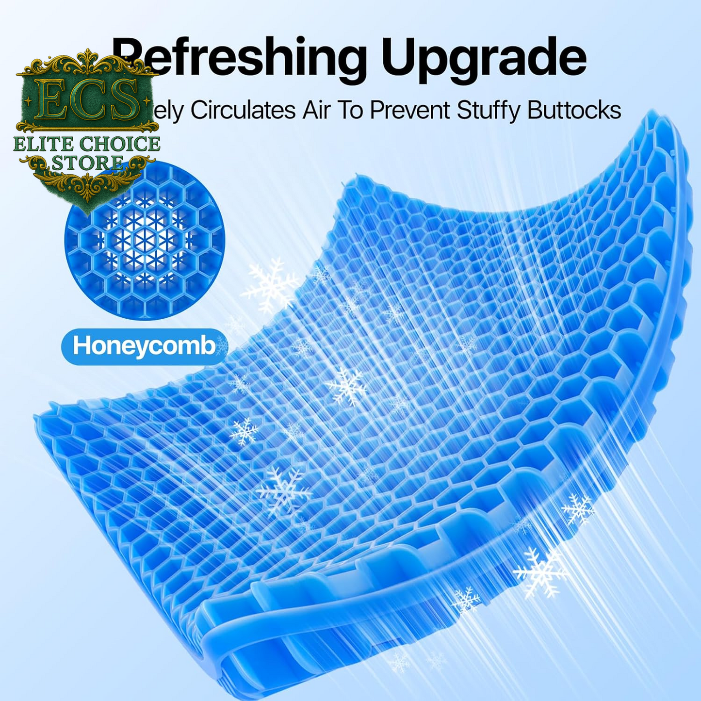 Gel Seat Cushion, Cooling Seat Cushion (Super Large & Thick), Breathable Honeycomb Design Absorbs Pressure Points Seat Cushion, Gel Cushion for Office Chair, Home Car Seat Cushion for Wheelchair