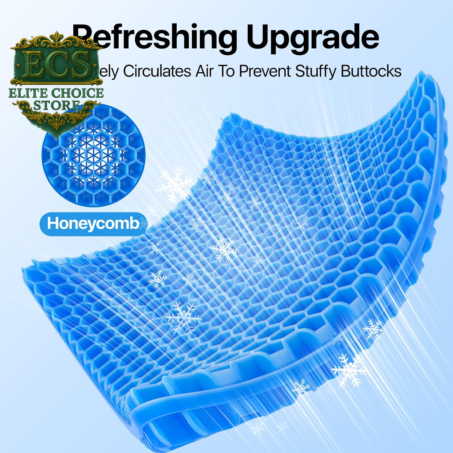 Gel Seat Cushion, Cooling Seat Cushion (Super Large & Thick), Breathable Honeycomb Design Absorbs Pressure Points Seat Cushion, Gel Cushion for Office Chair, Home Car Seat Cushion for Wheelchair