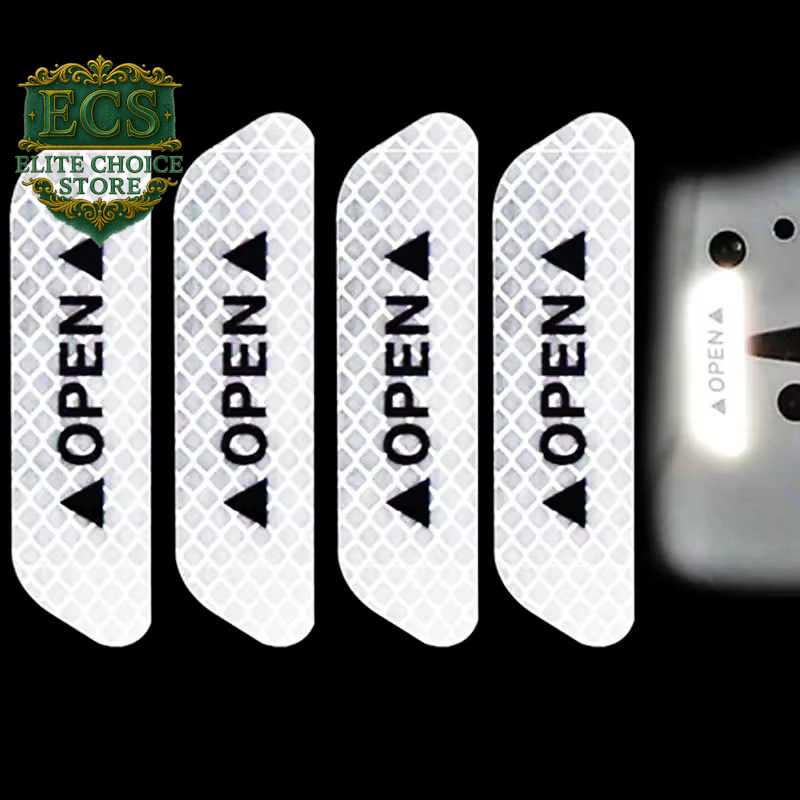 4PCS Car Accessories Car Stickers Reflective Warning Sticker Wheel Eyebrows Door Opening Sticker Diamond Wheel Reflective Strip