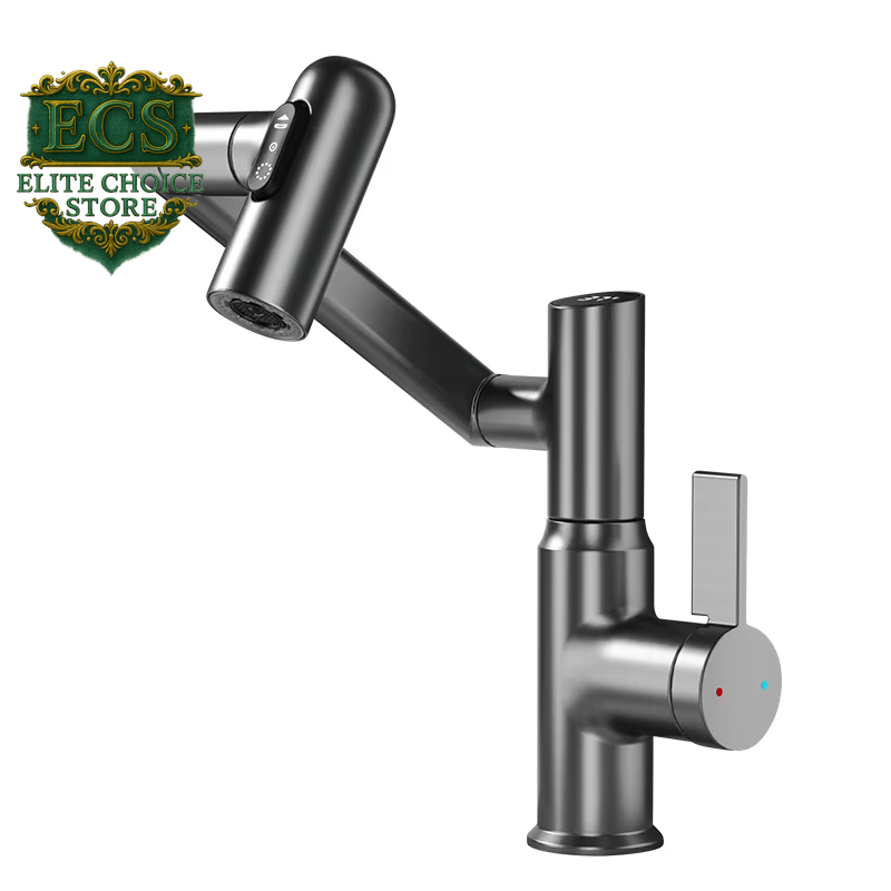 Digital Display LED Basin Faucet 360 Rotation Multi-Function Stream Sprayer Hot Cold Water Sink Mixer Wash Tap for Bathroom