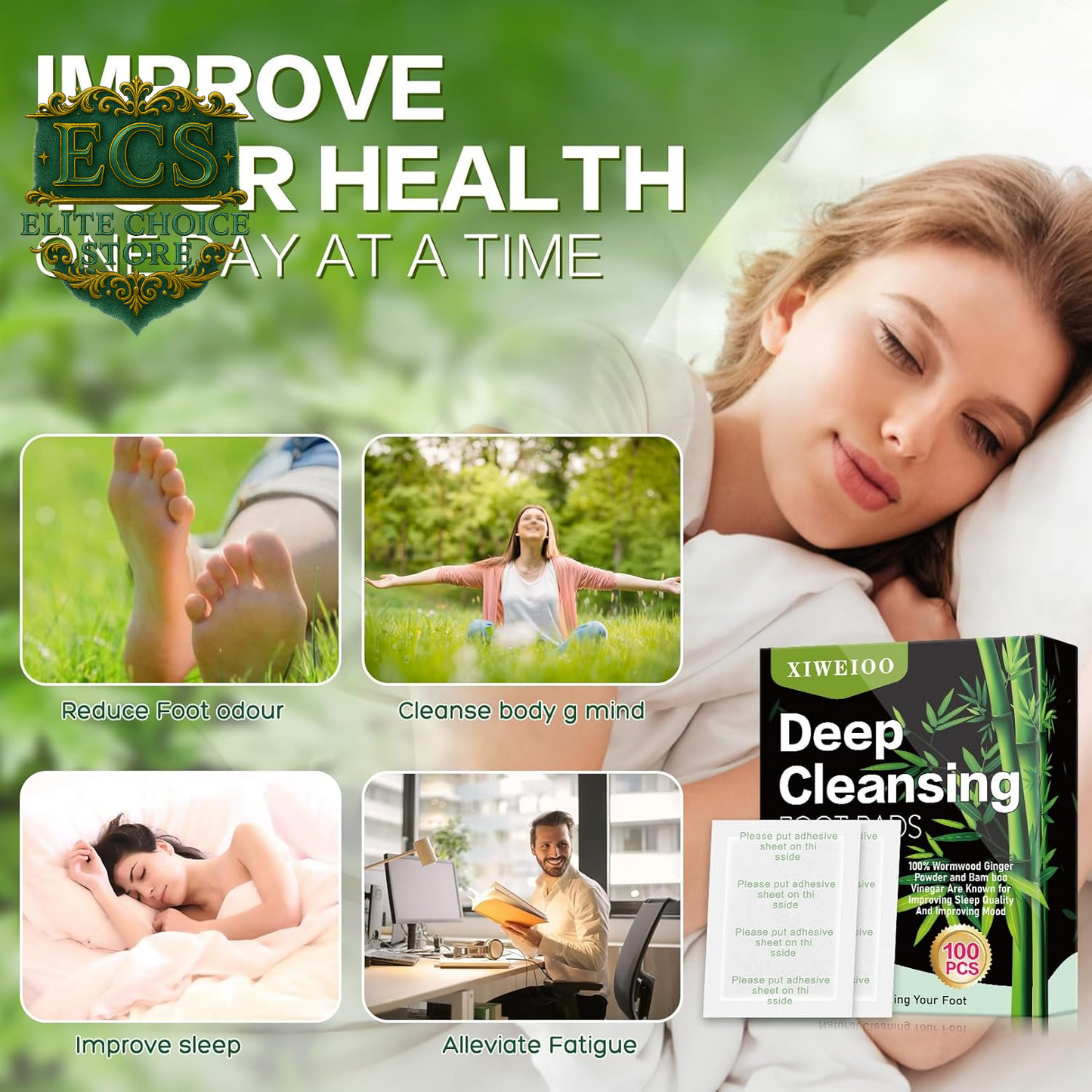 100 Pack Foot Pads, Ginger Oil Bamboo Charcoal, Foot Care Patch Message Deep Cleansing for Stress Relief, Better Rest, Feet Health Patches, Relaxing Muscles