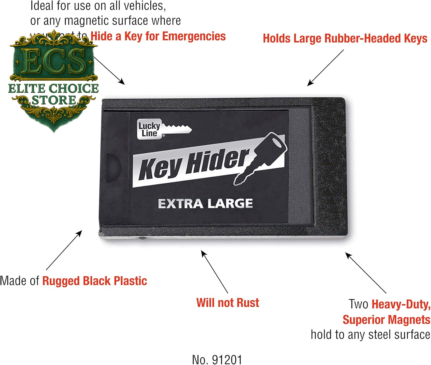 Lucky Line Extra Large Magnetic Key Hider Case Key Holder for Large Keys (91201)