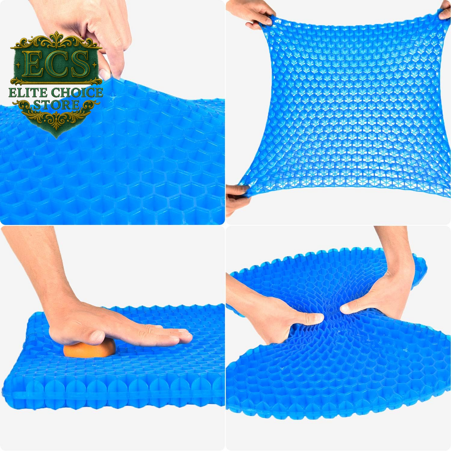 Gel Seat Cushion, Cooling Seat Cushion (Super Large & Thick), Breathable Honeycomb Design Absorbs Pressure Points Seat Cushion, Gel Cushion for Office Chair, Home Car Seat Cushion for Wheelchair